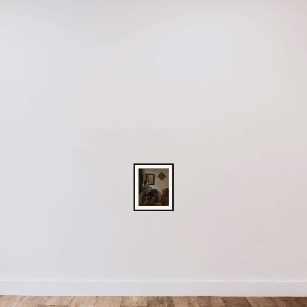 A Writer Trimming his Pen framed — shown to scale