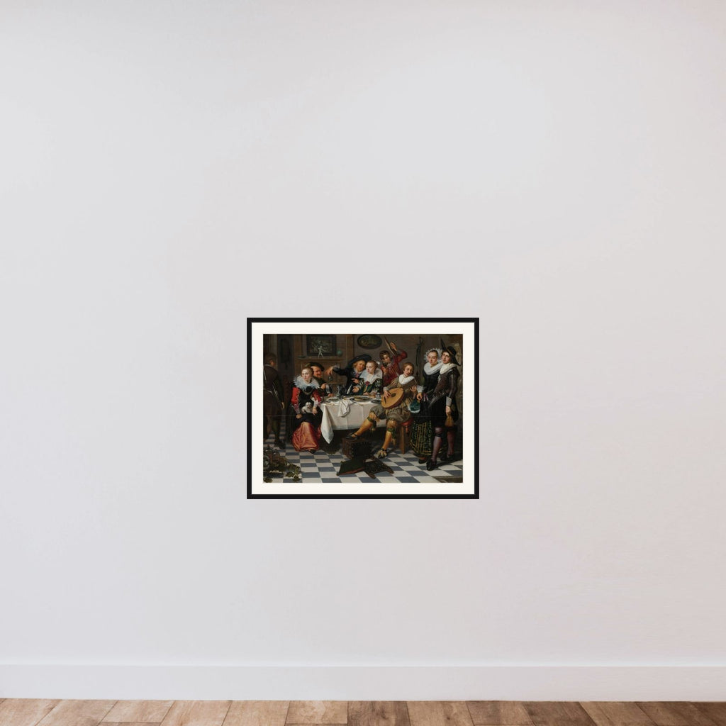 A Festive Company framed — shown to scale