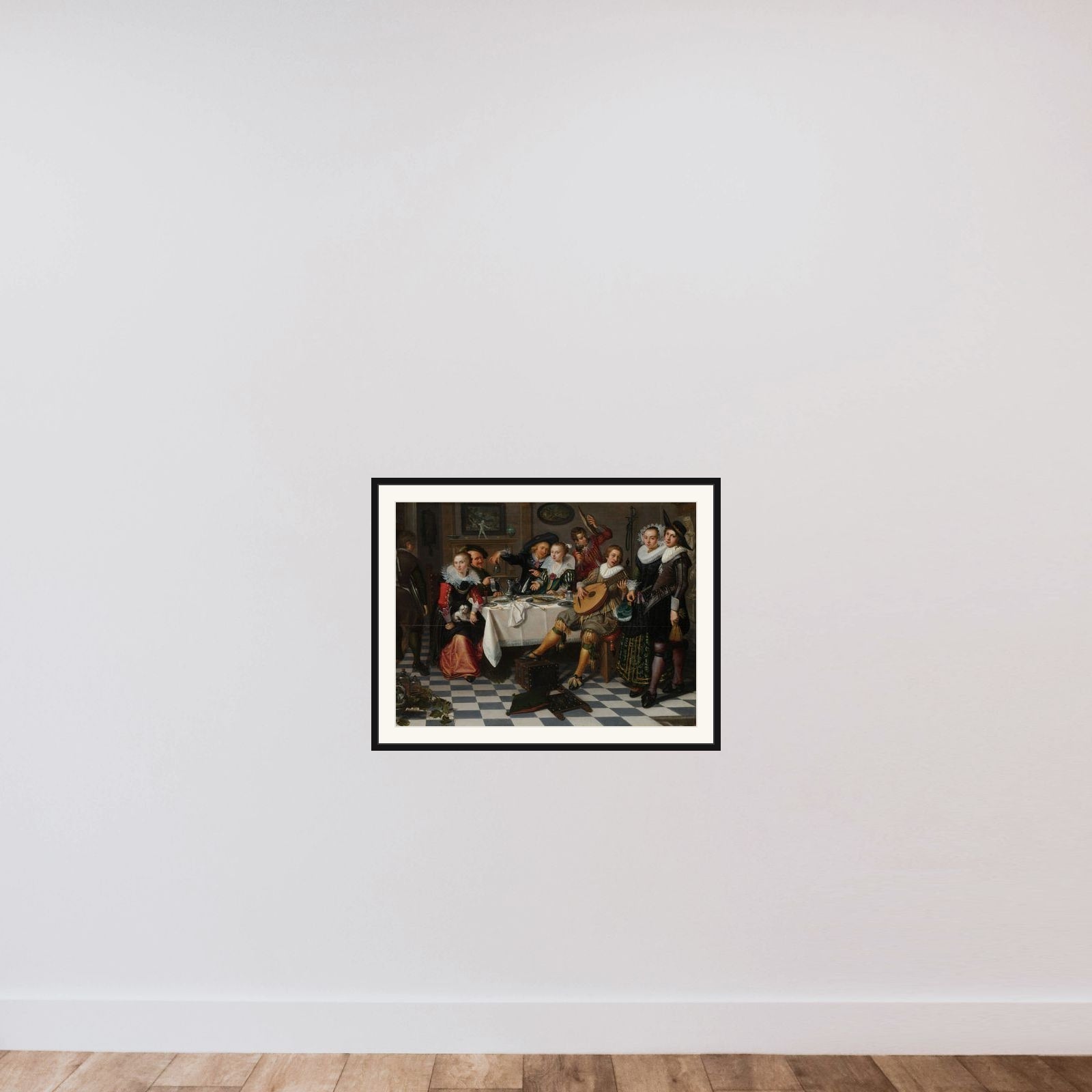 A Festive Company framed — shown to scale