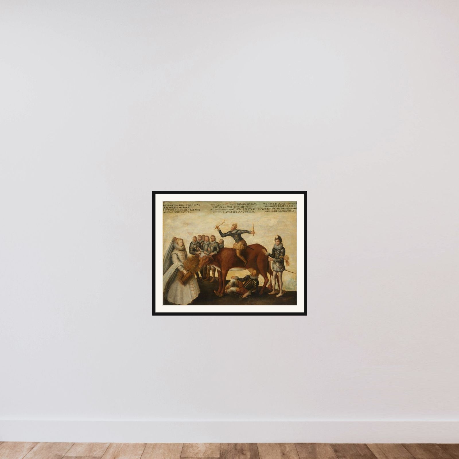 The Dairy Cow: The Dutch Provinces, Revolting against the Spanish King Philip II, Are Led by Prince William of Orange, The States General Entreat Queen Elizabeth I for Aid framed — shown to scale