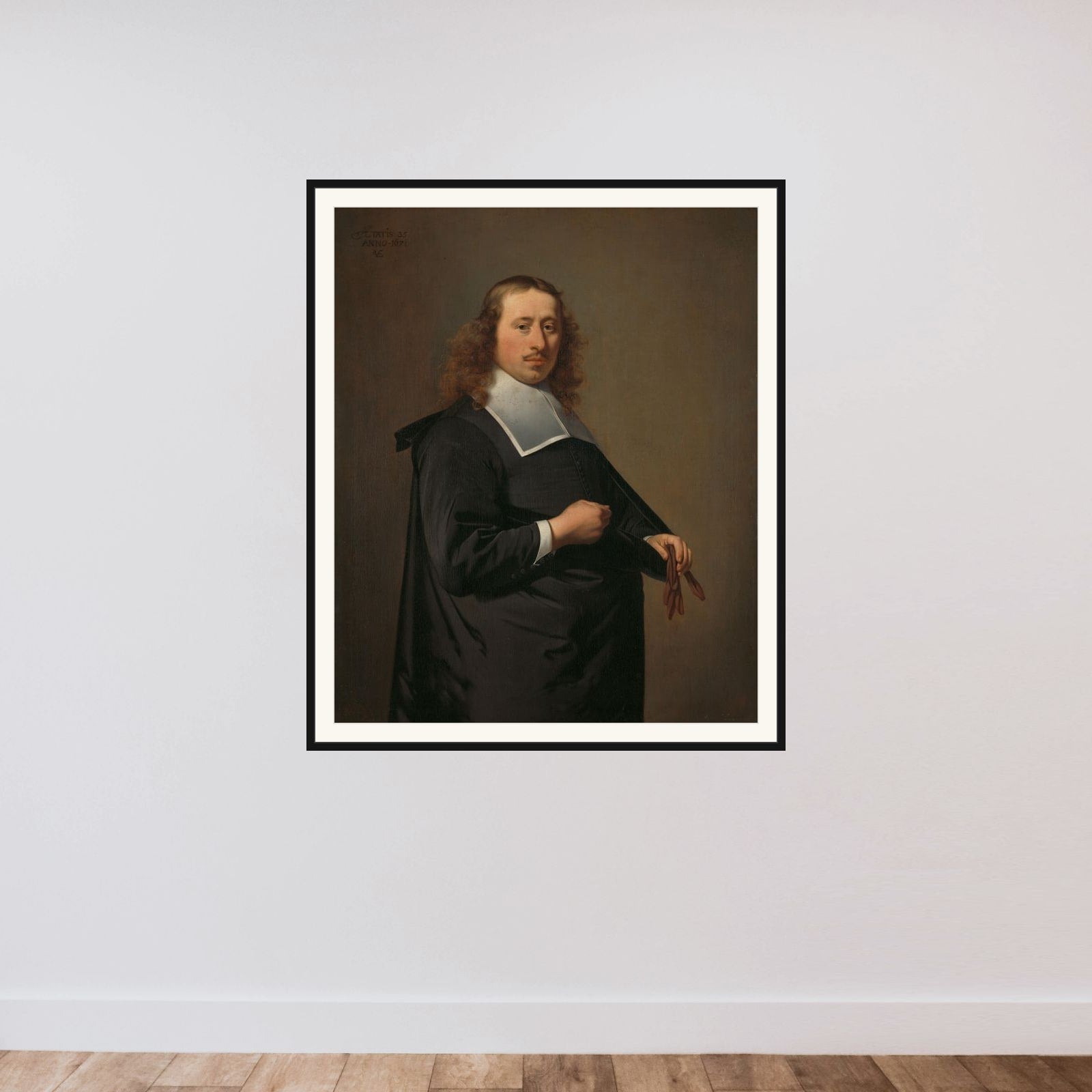 Portrait of Willem Jacobsz Baert (1636-1684), Burgomaster of Alkmaar framed — shown to scale