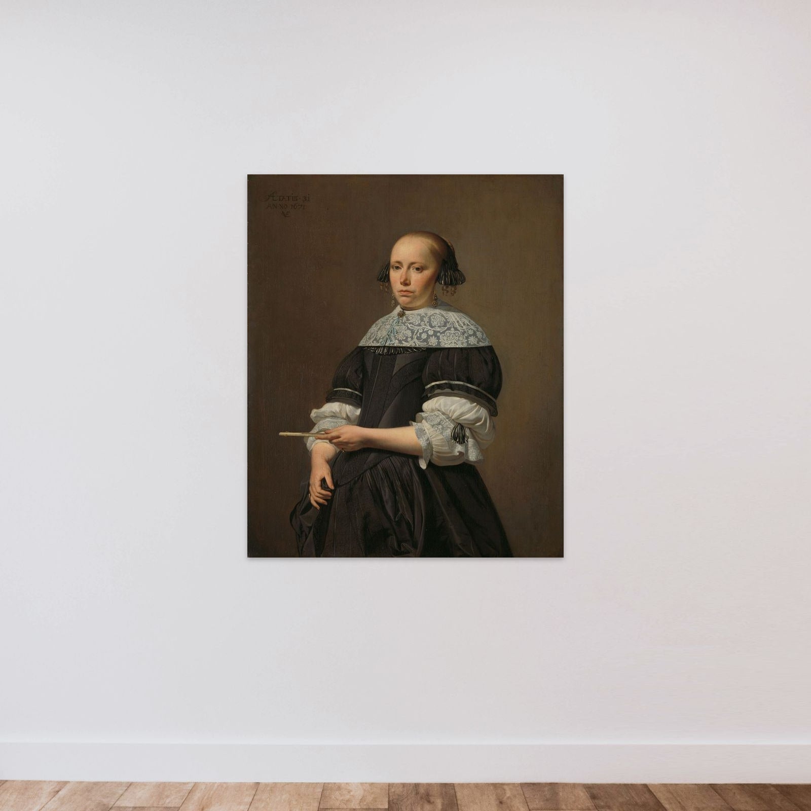 Portrait of Elisabeth Pietersdr Kessels (1640-1717) unframed — shown to scale