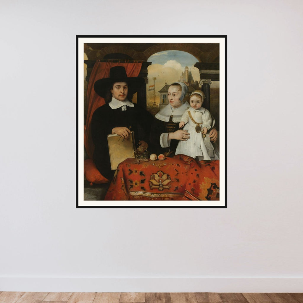 Willem van der Helm (c 1625-75), Municipal Architect of Leiden, with his Wife Belytgen Cornelisdr van der Schelt (d 1661) and their Son Leendert (1622-64) framed — shown to scale