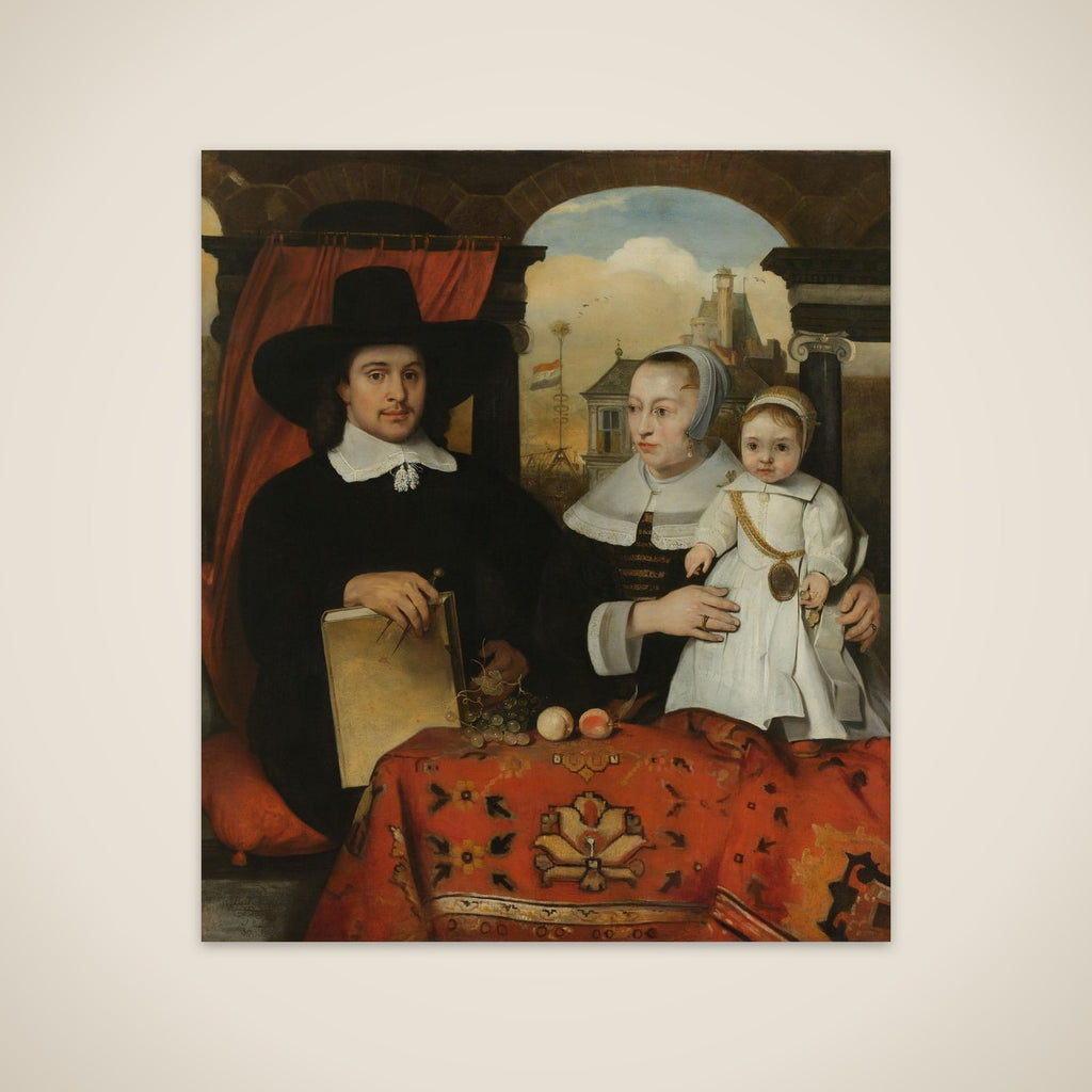 Willem van der Helm (c 1625-75), Municipal Architect of Leiden, with his Wife Belytgen Cornelisdr van der Schelt (d 1661) and their Son Leendert (1622-64) unframed print