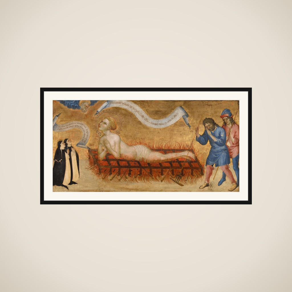 Martyrdom of Saint Lawrence, with Two Benedictine Nuns framed