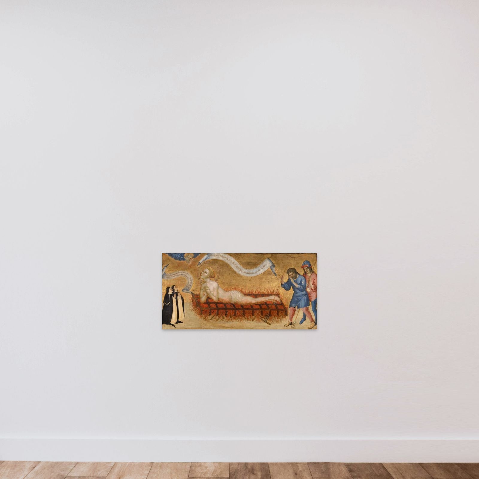 Martyrdom of Saint Lawrence, with Two Benedictine Nuns unframed — shown to scale