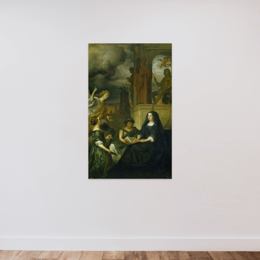 Allegory on the Memory of Frederik Hendrik (1584-1647), Prince of Orange, with the Portrait of his Widow Amalia van Solms unframed — shown to scale