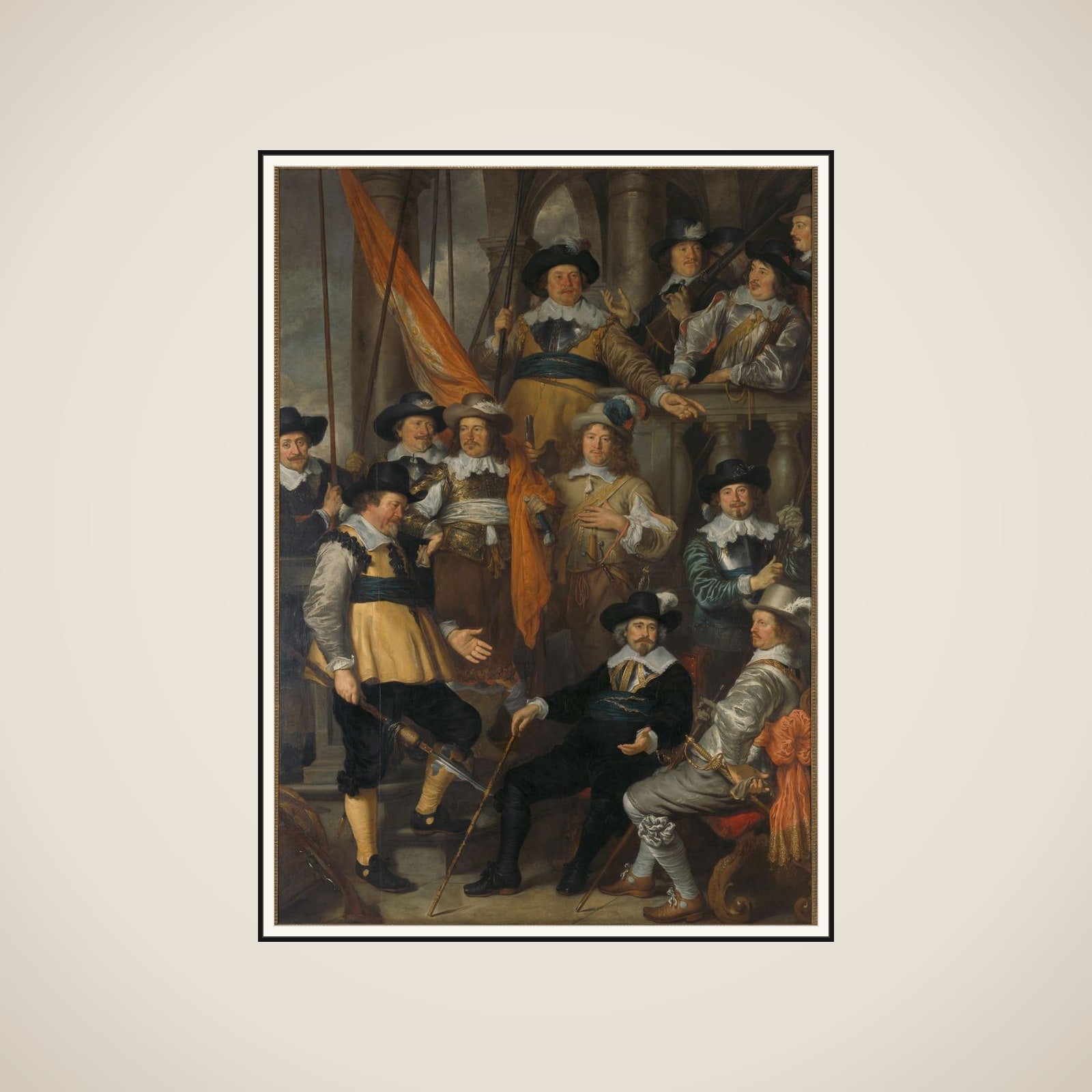 Officers and Other Civic Guardsmen of District XVIII in Amsterdam, under the Command of Captain Albert Dircksz Bas and Lieutenant Lucas Pietersz Conijn framed