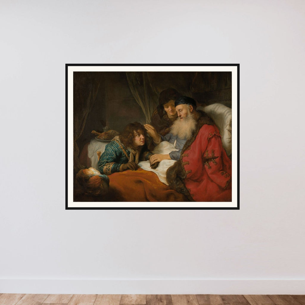 Isaac Blessing Jacob framed — shown to scale
