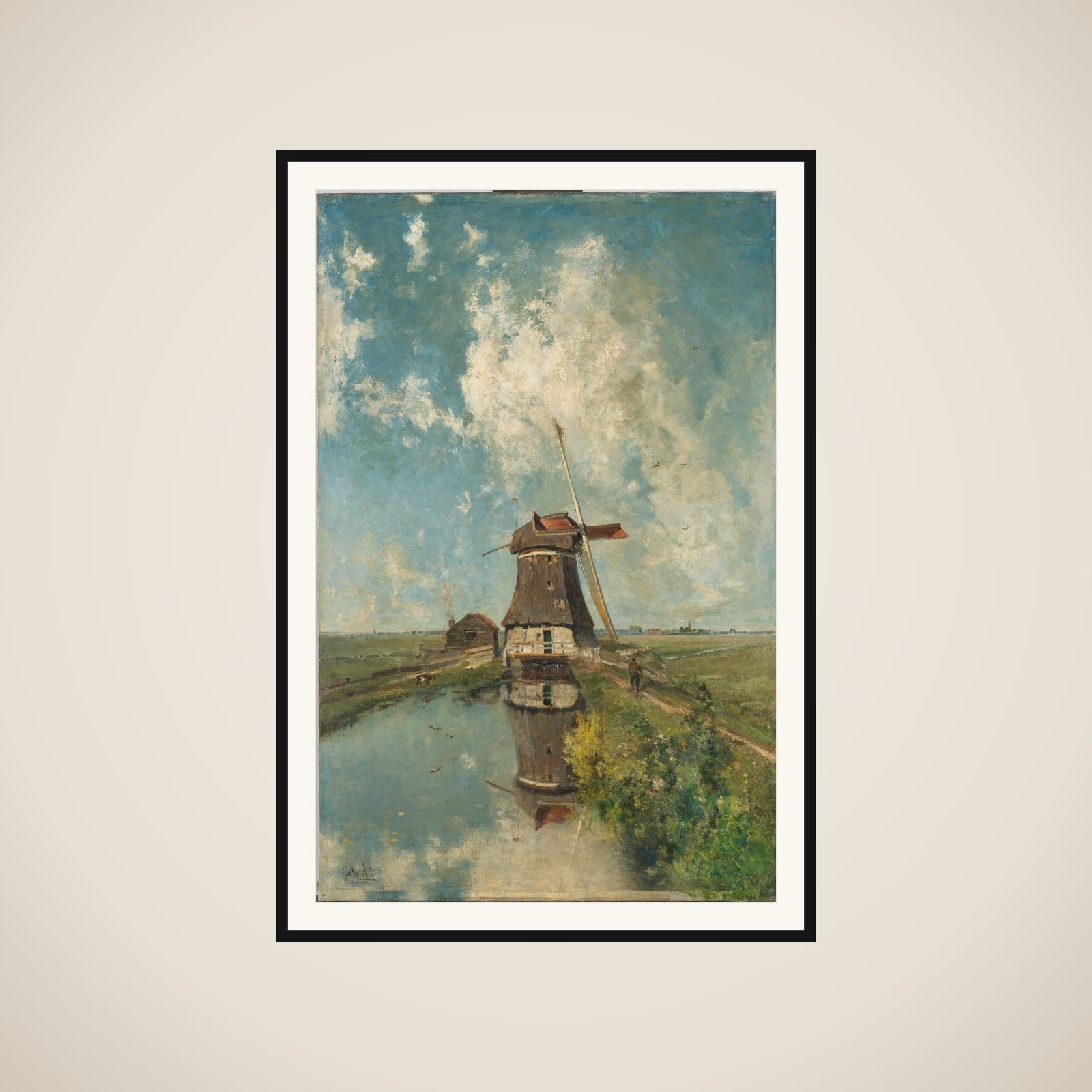 A Windmill on a Polder Waterway, Known as ‘In the Month of July’ framed