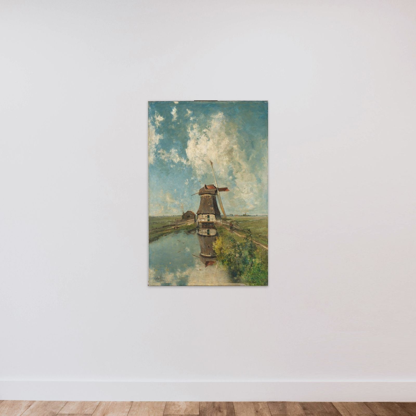 A Windmill on a Polder Waterway, Known as ‘In the Month of July’ unframed — shown to scale