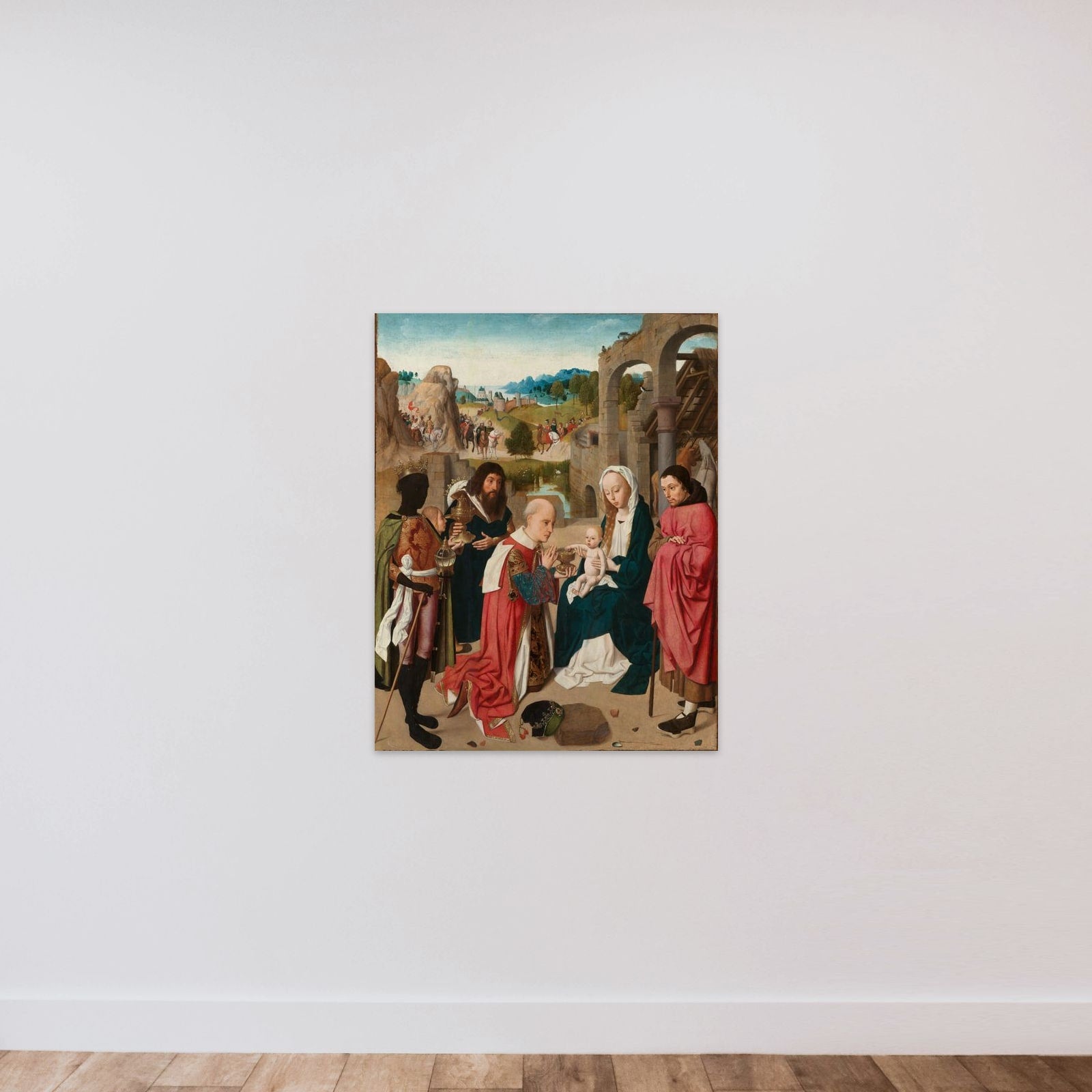 The Adoration of the Magi unframed — shown to scale