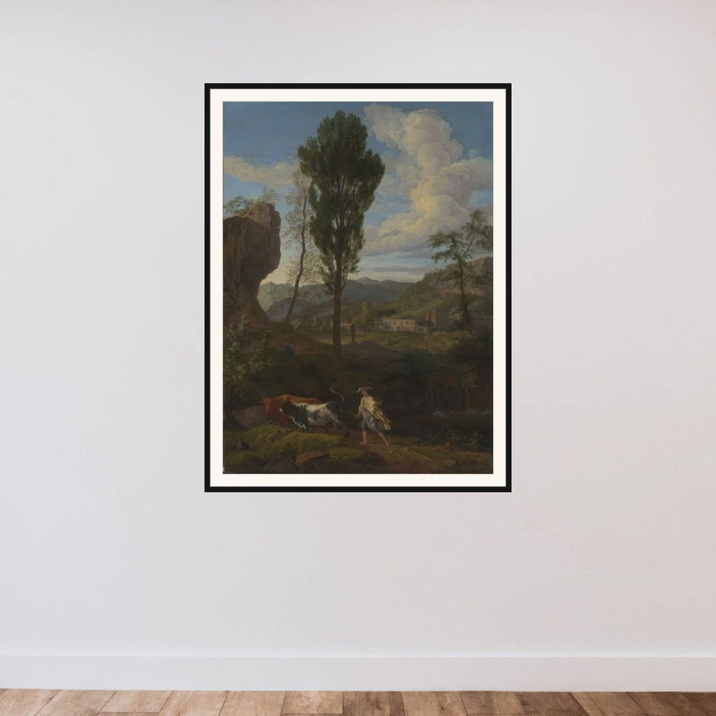 Arcadian Landscape Mercury and Io framed — shown to scale