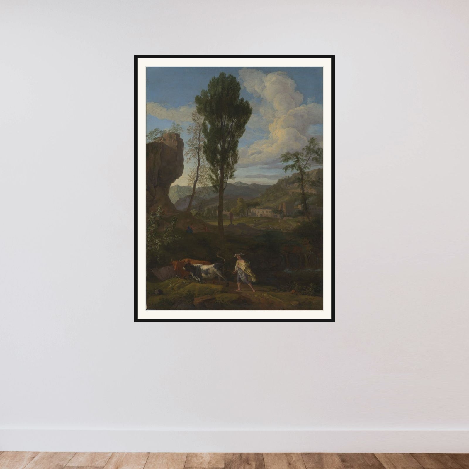 Arcadian Landscape Mercury and Io framed — shown to scale