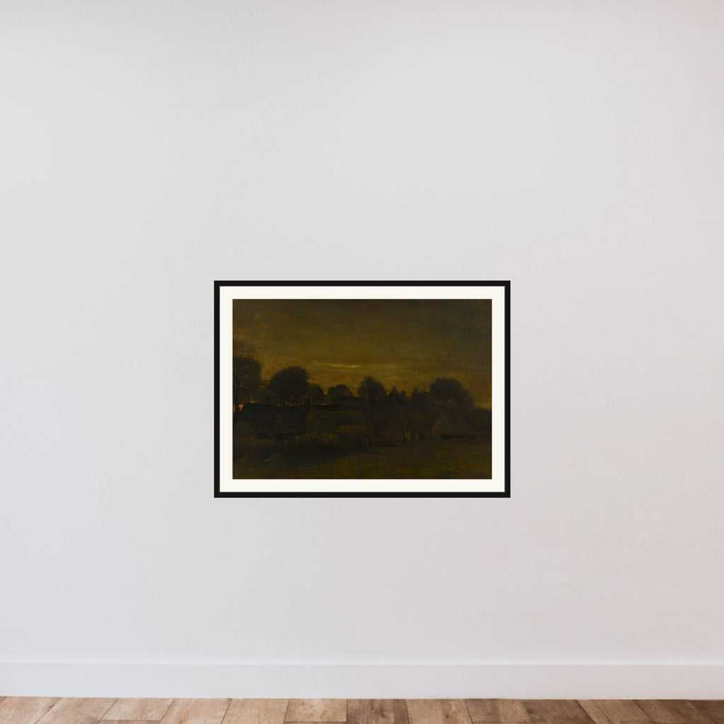 Farming Village at Twilight framed — shown to scale