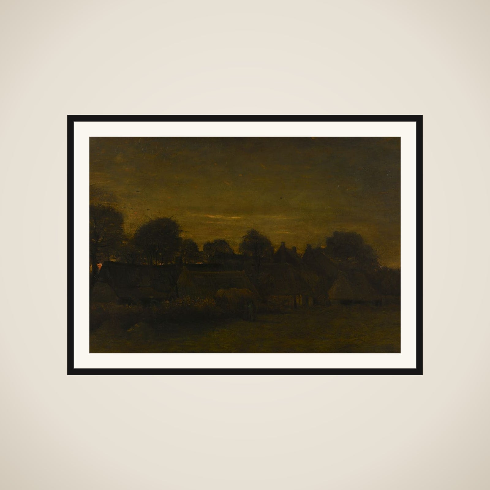 Farming Village at Twilight framed