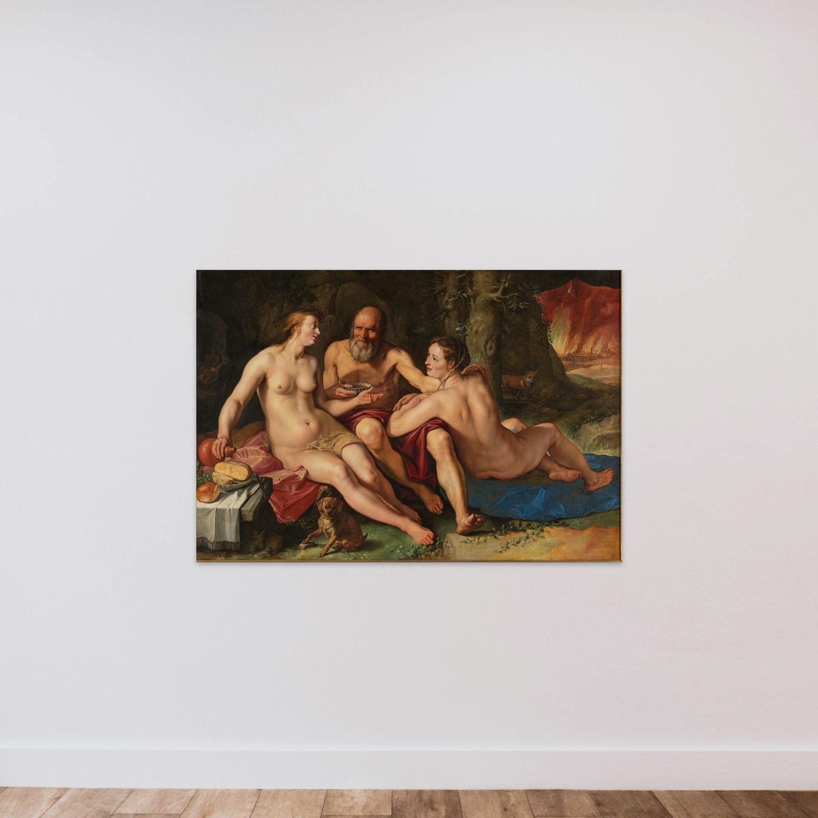 Loth and his Daughters unframed — shown to scale