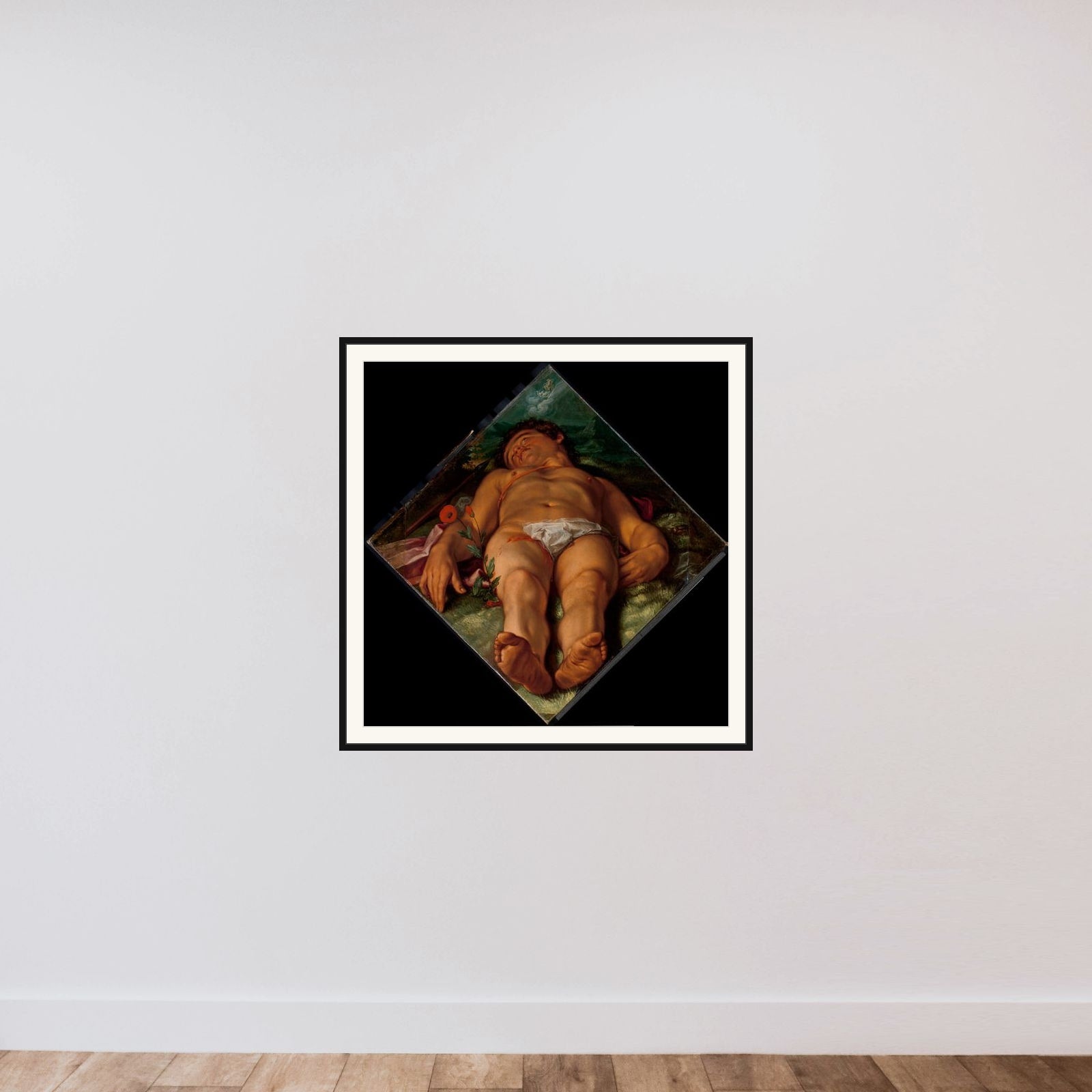 Dying Adonis framed — shown to scale