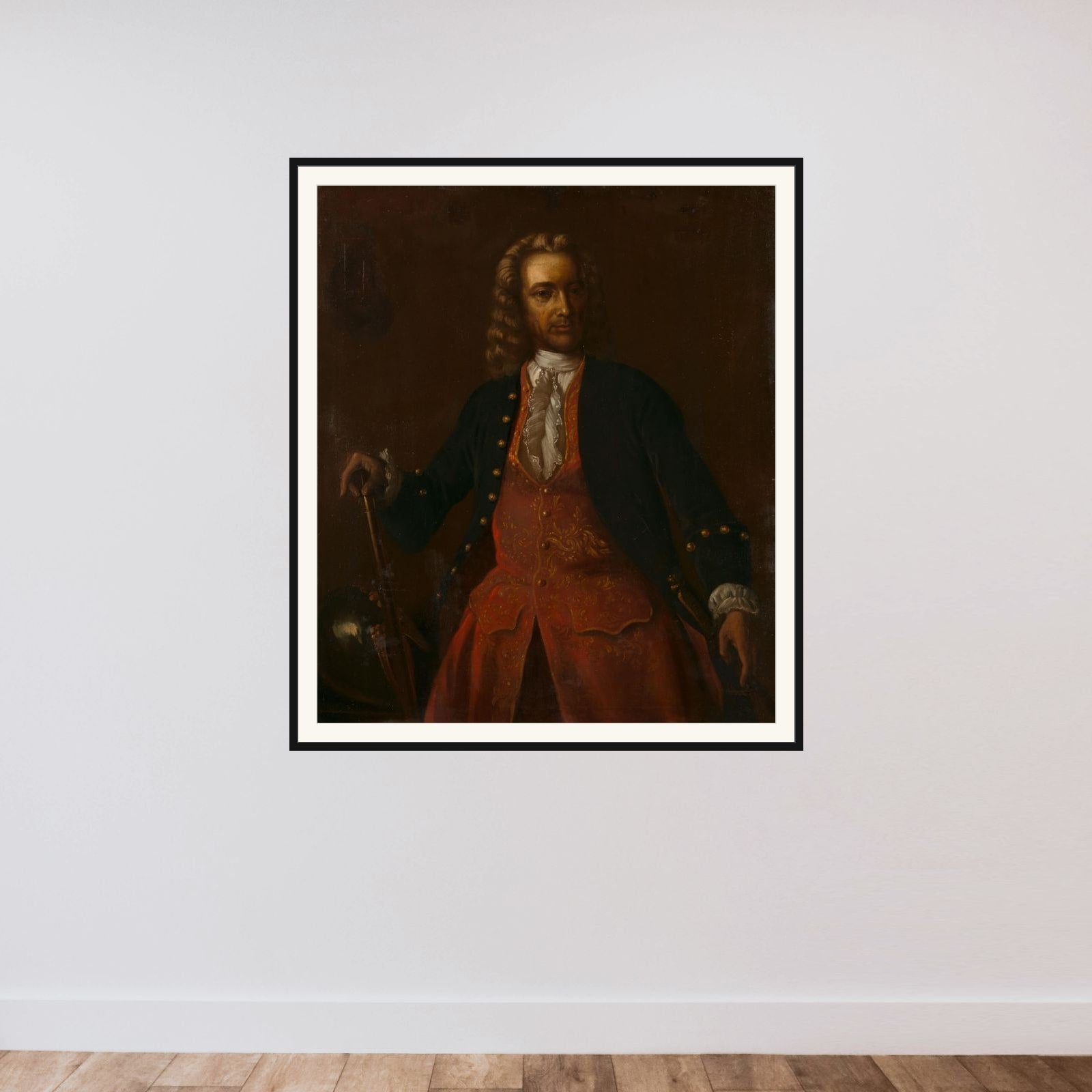 Portrait of Jacob Mossel, Governor-General of the Dutch East India Company framed — shown to scale