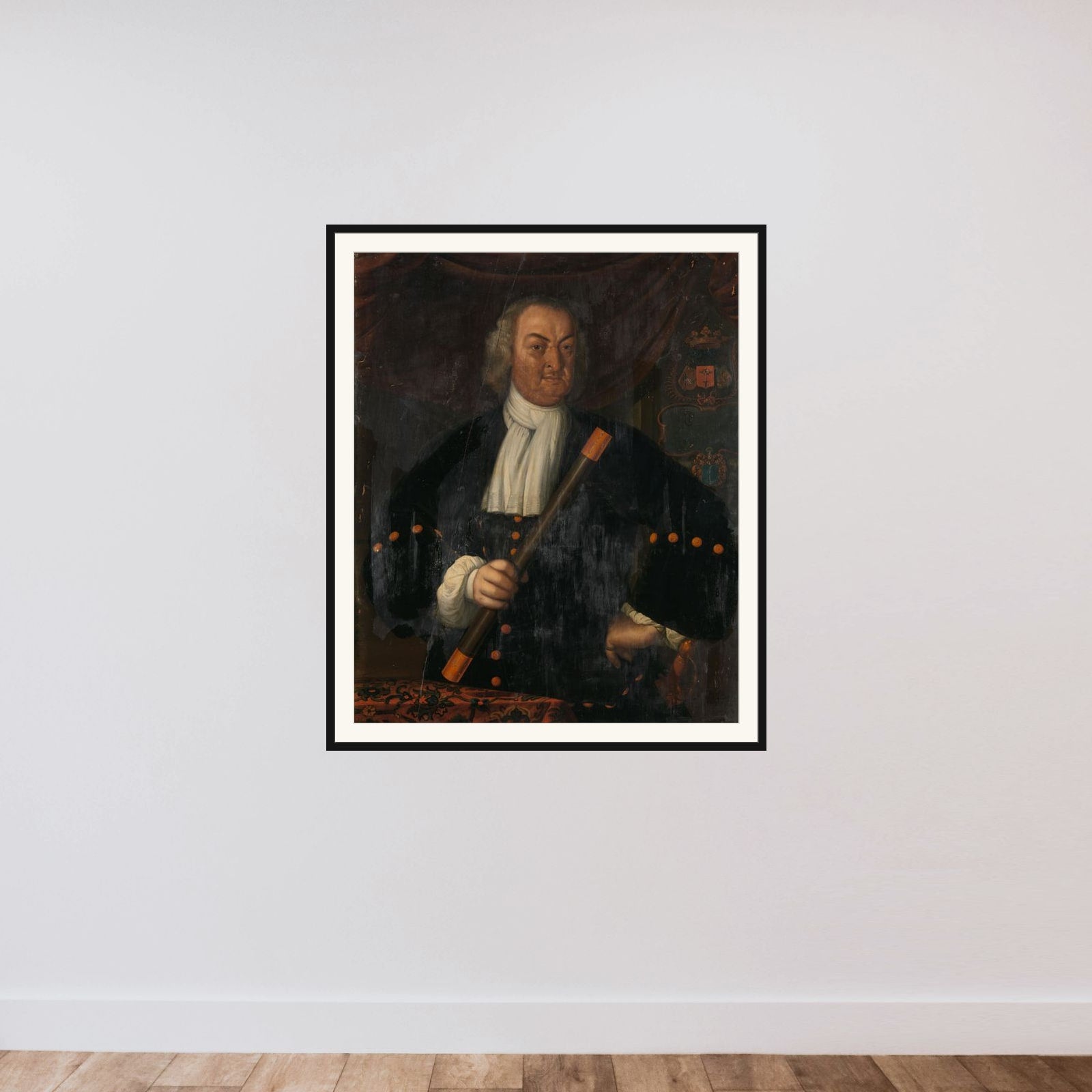 Portrait of Hendrik Swaardecroon (Hendrick Zwaardecroon), Governor General of the Dutch East Indies framed — shown to scale