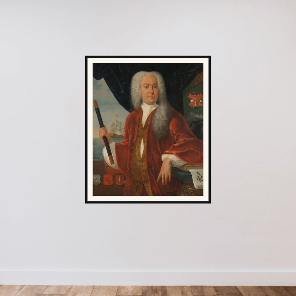 Portrait of Adriaan Valckenier, Governor-General of the Dutch East India Company framed — shown to scale