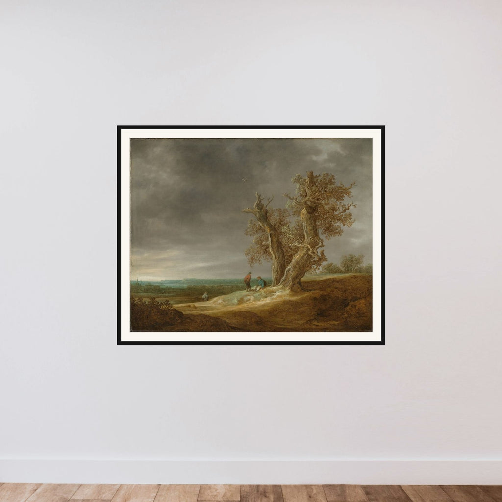 Landscape with Two Oaks framed — shown to scale