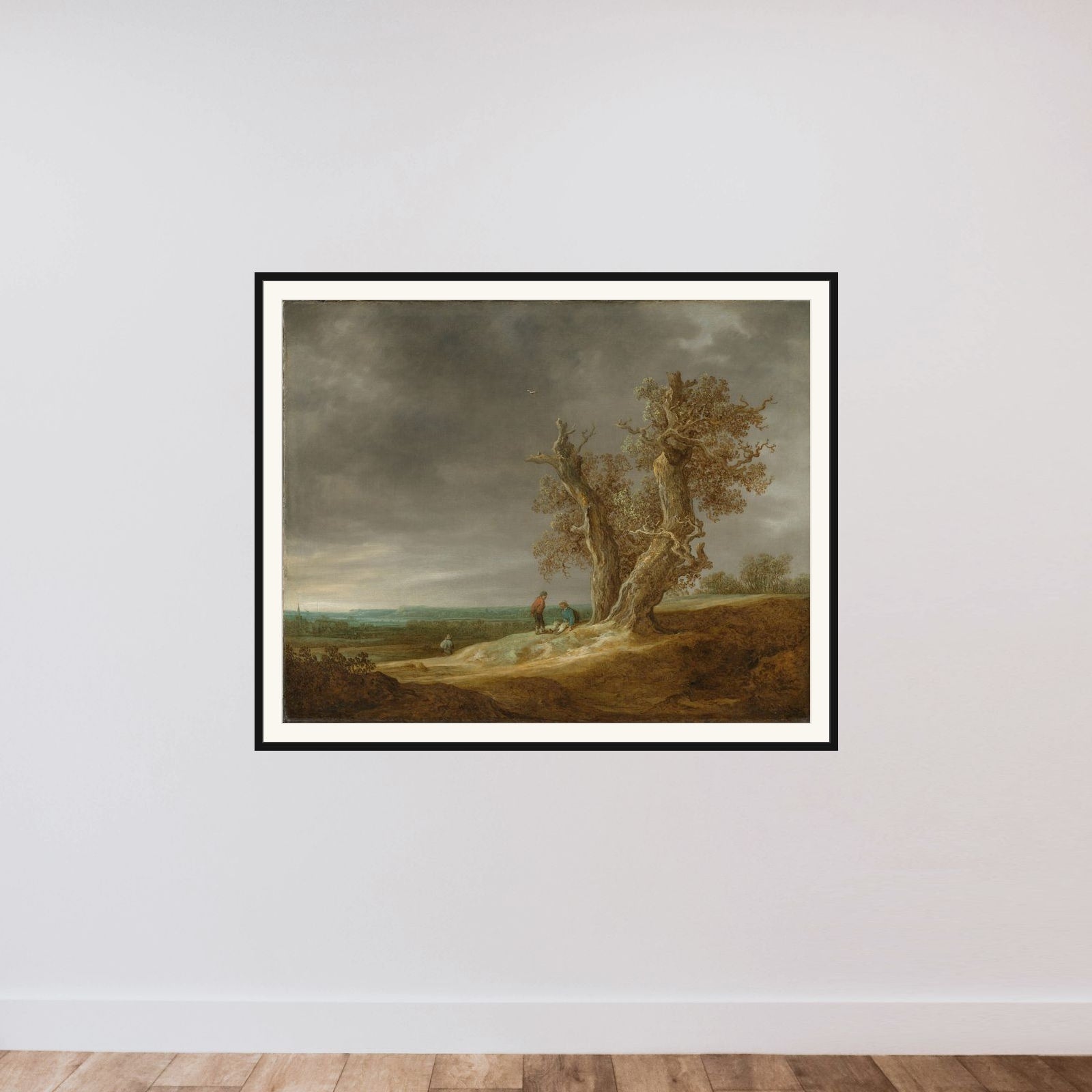 Landscape with Two Oaks framed — shown to scale