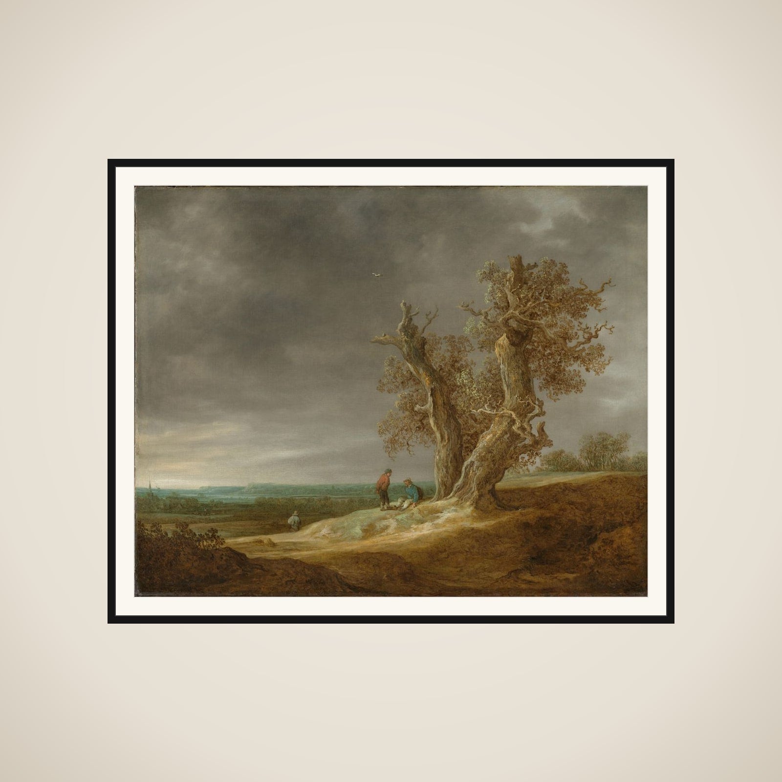 Landscape with Two Oaks framed