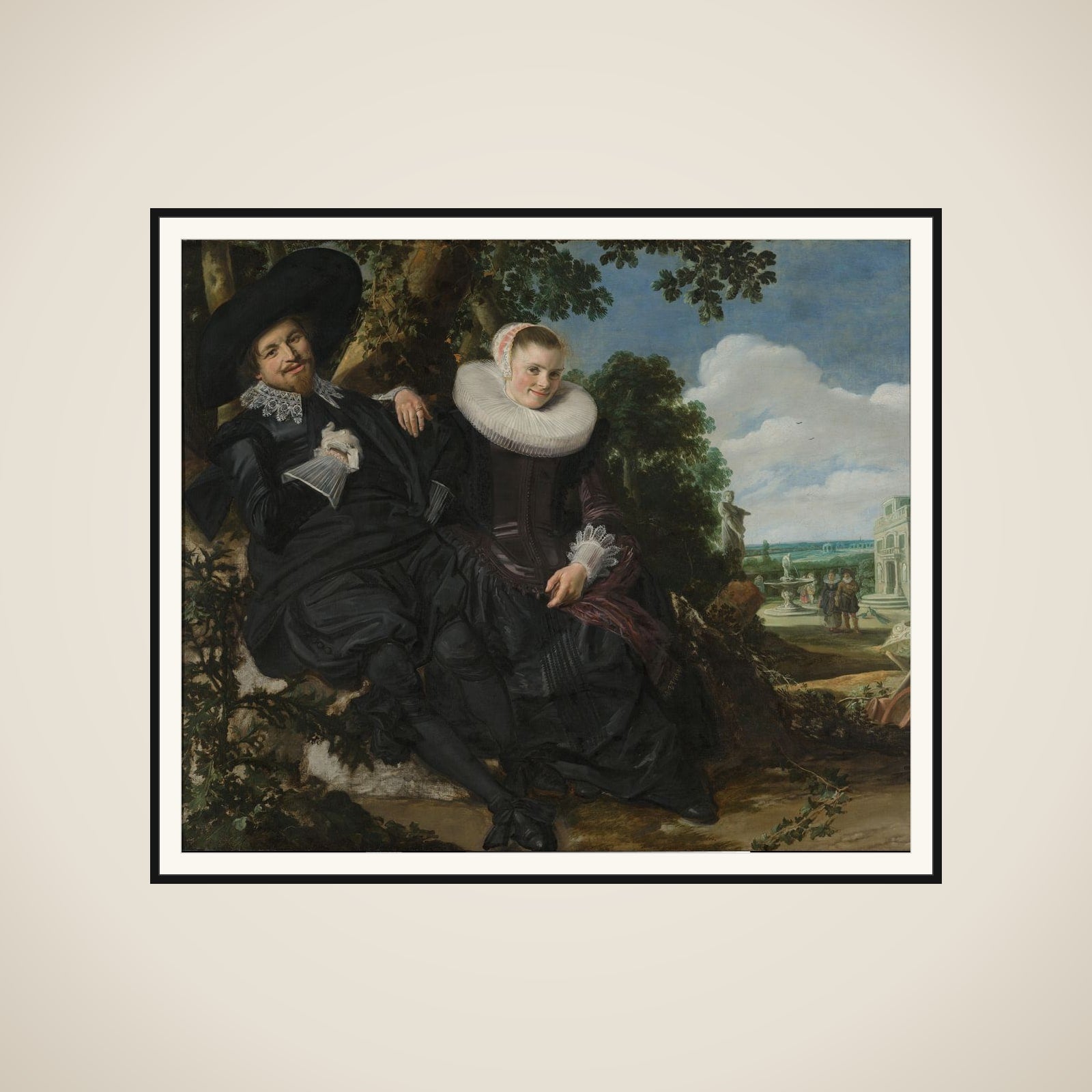 Marriage Portrait of Isaac Abrahamsz Massa (1586-1643) and Beatrix van der Laen (1592-1639), married in Haarlem on 25 April 1622 framed