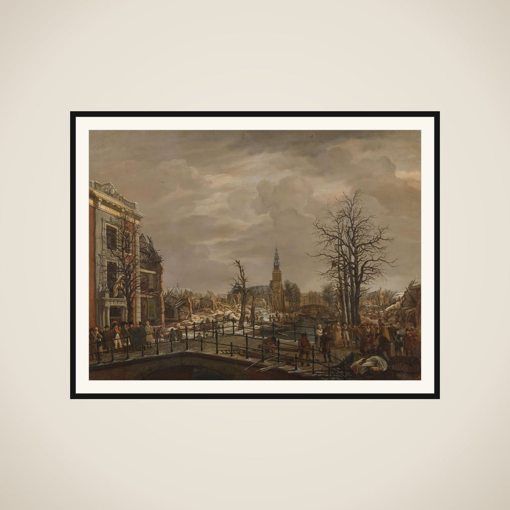 The Rapenburg, Leiden, Three Days after the Explosion of a Powder Ship on 12 January 1807 framed