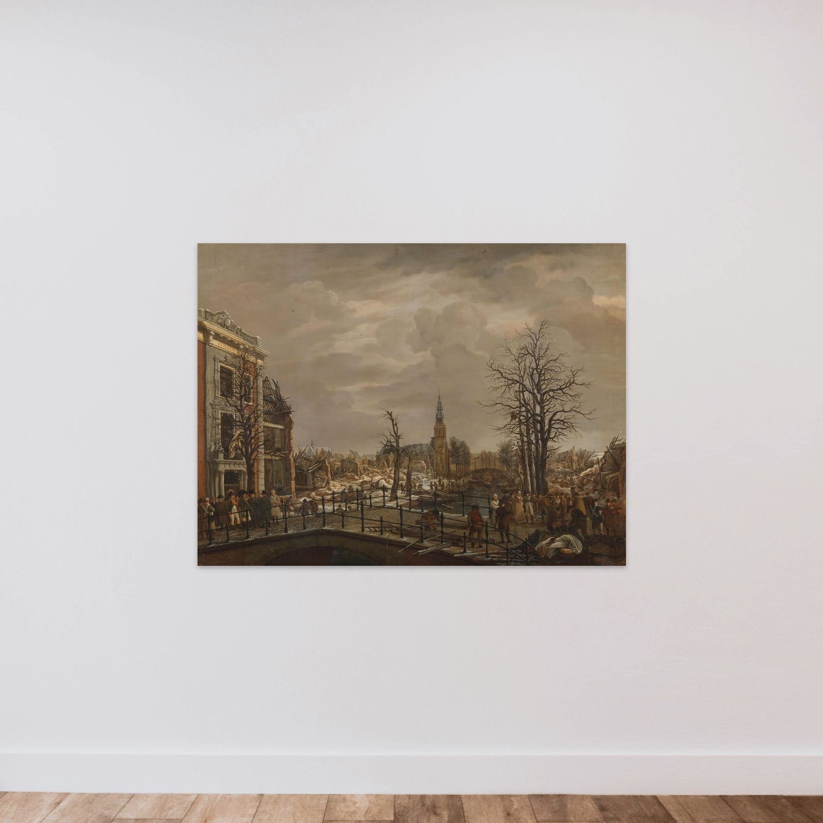 The Rapenburg, Leiden, Three Days after the Explosion of a Powder Ship on 12 January 1807 unframed — shown to scale
