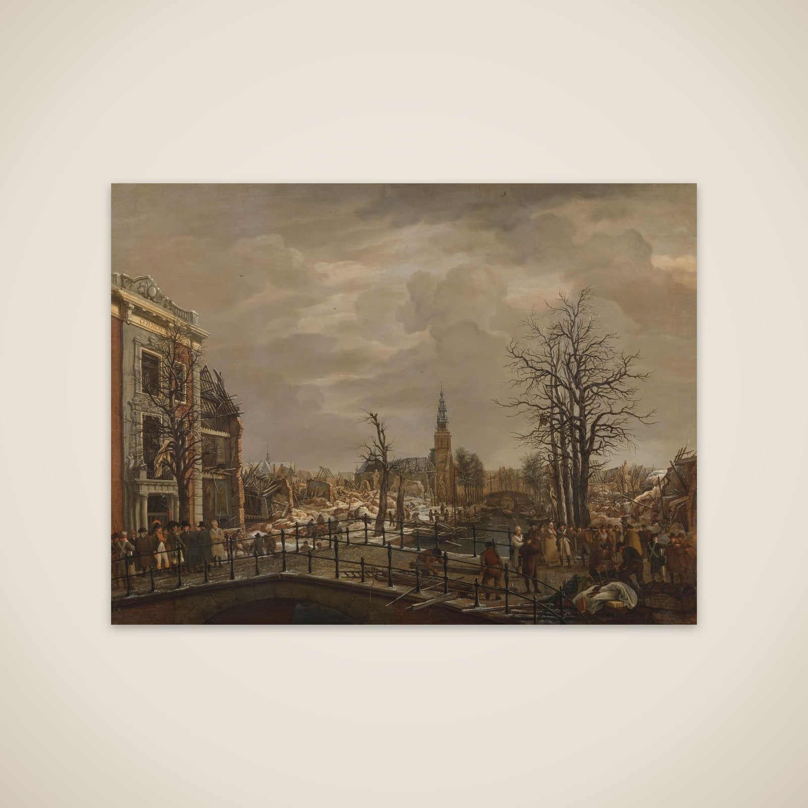 The Rapenburg, Leiden, Three Days after the Explosion of a Powder Ship on 12 January 1807 unframed print