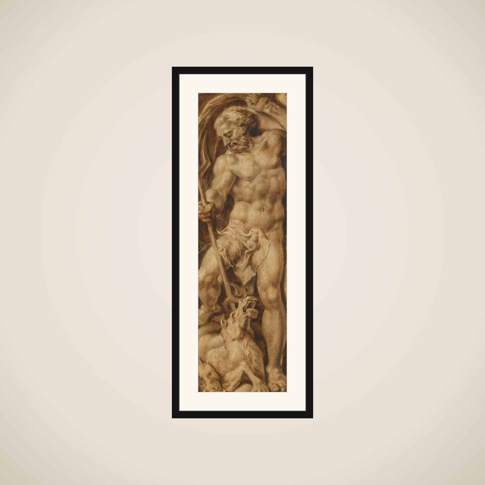 Neptune Stabbing a Sea Horse framed