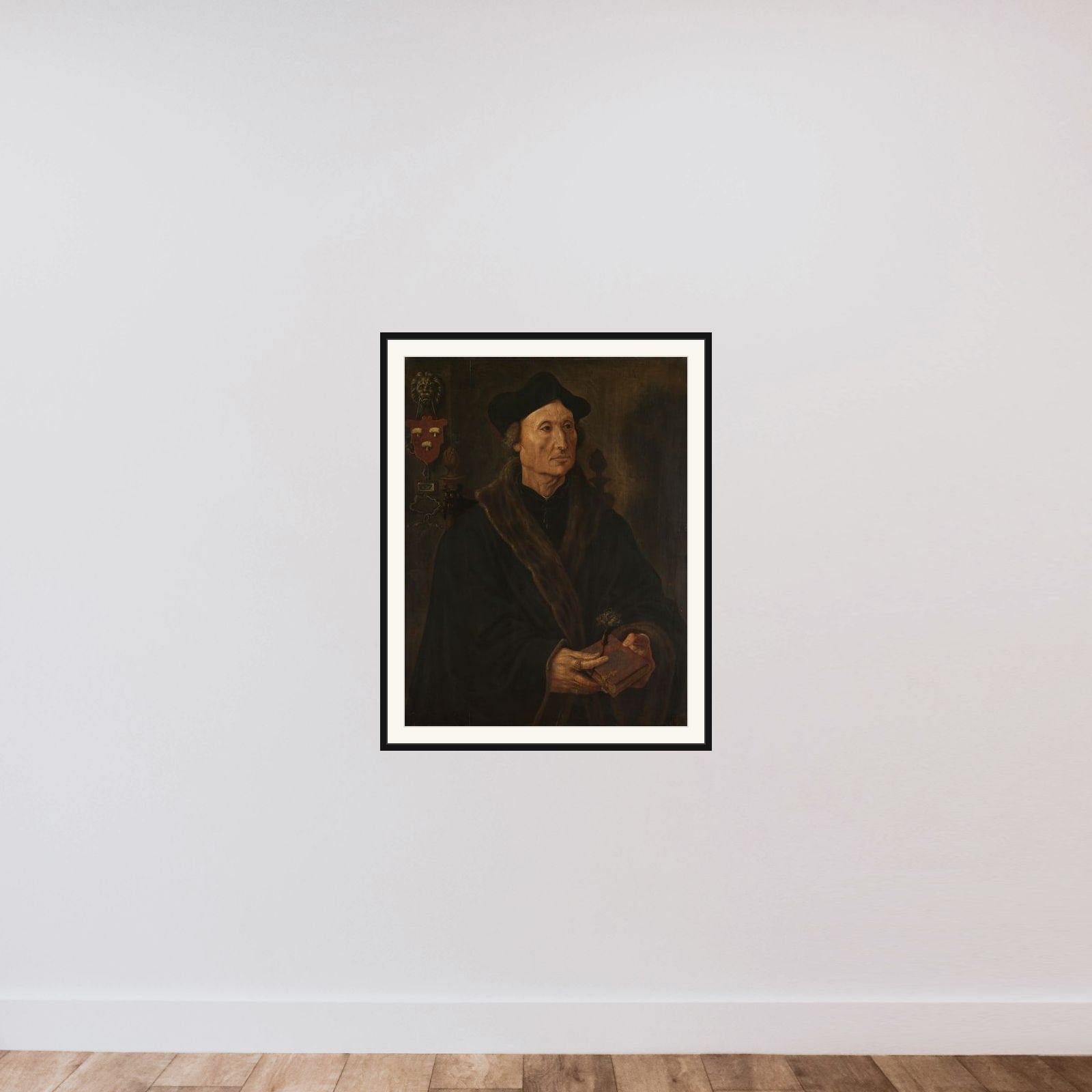 Portrait of Johannes Colmannus, Rector of the Convent of St. Agatha at Delft framed — shown to scale