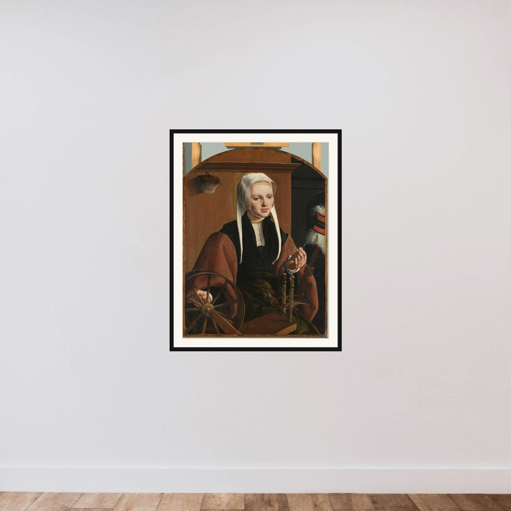 Portrait of a Woman, Formerly Identified as Anna Codde (b. 1504) framed — shown to scale