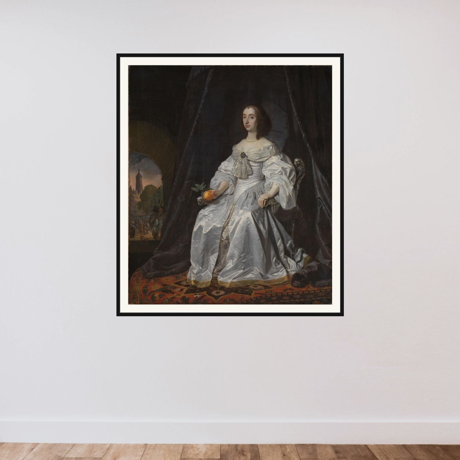 Portrait of Princess Mary Stuart (1631-1660), Widow of Willem II, Prince of Orange framed — shown to scale