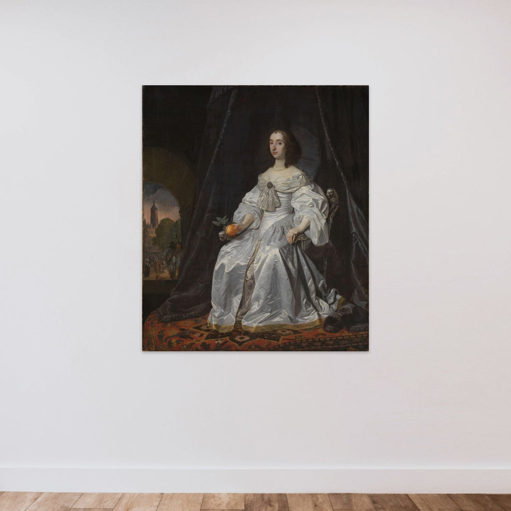 Portrait of Princess Mary Stuart (1631-1660), Widow of Willem II, Prince of Orange unframed — shown to scale