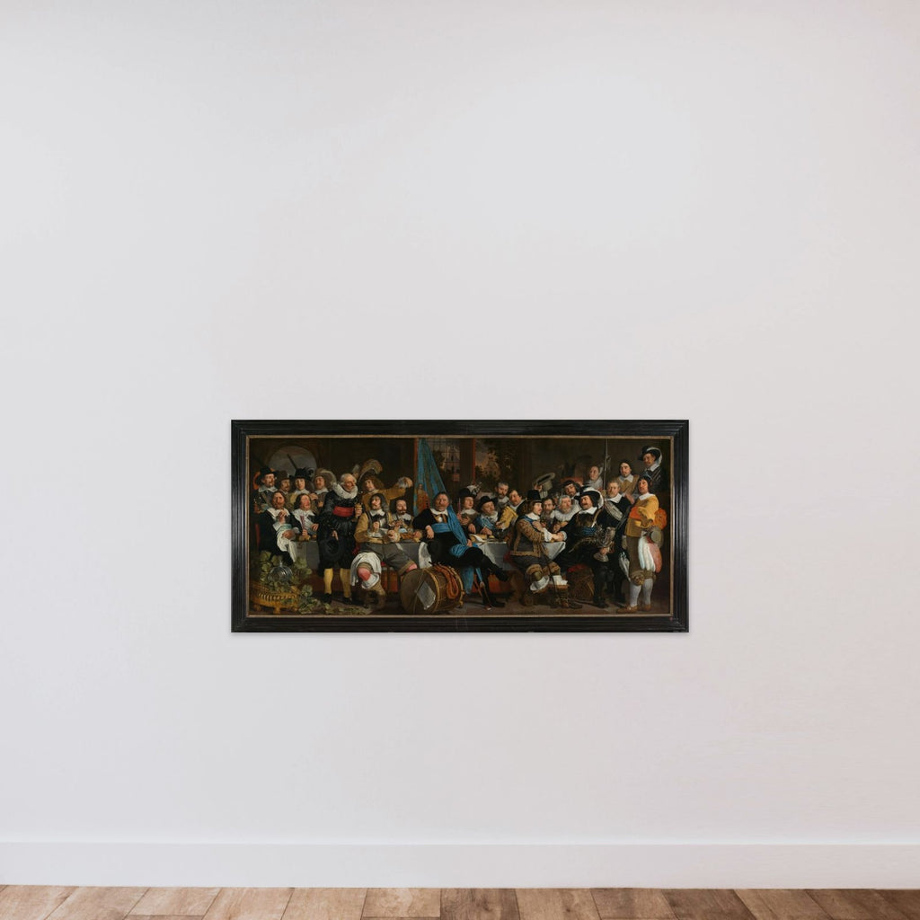 The Celebration of the Peace of Münster, 18 June 1648, in the Headquarters of the Crossbowmen's Civic Guard (St George Guard), Amsterdam unframed — shown to scale