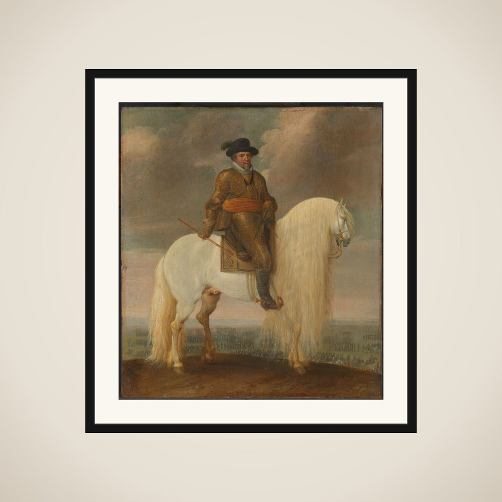 Prince Maurits Astride the White Warhorse Presented to him after his Victory at Nieuwpoort framed