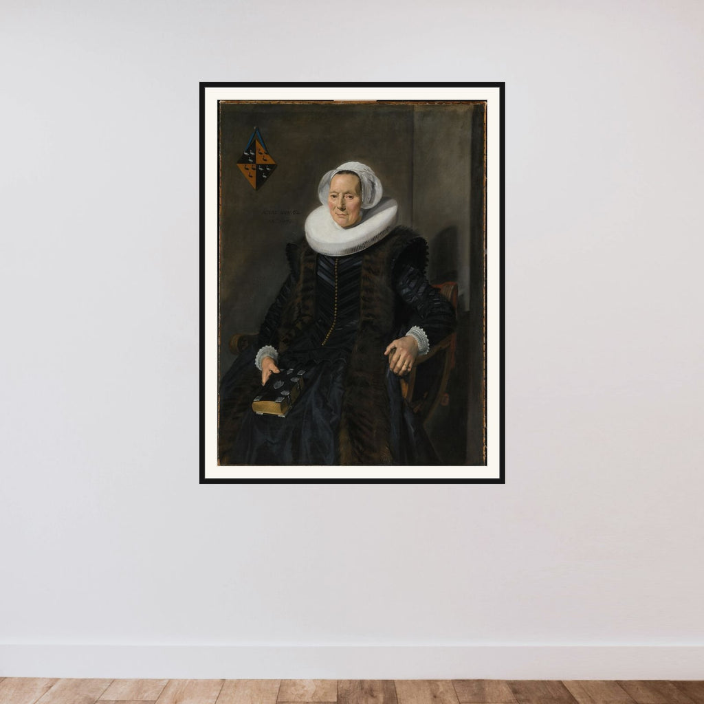 Maritge Claesdr Voogt (1577-1644), Wife of Pieter Jacobsz Olycan, Burgomaster of Haarlem framed — shown to scale