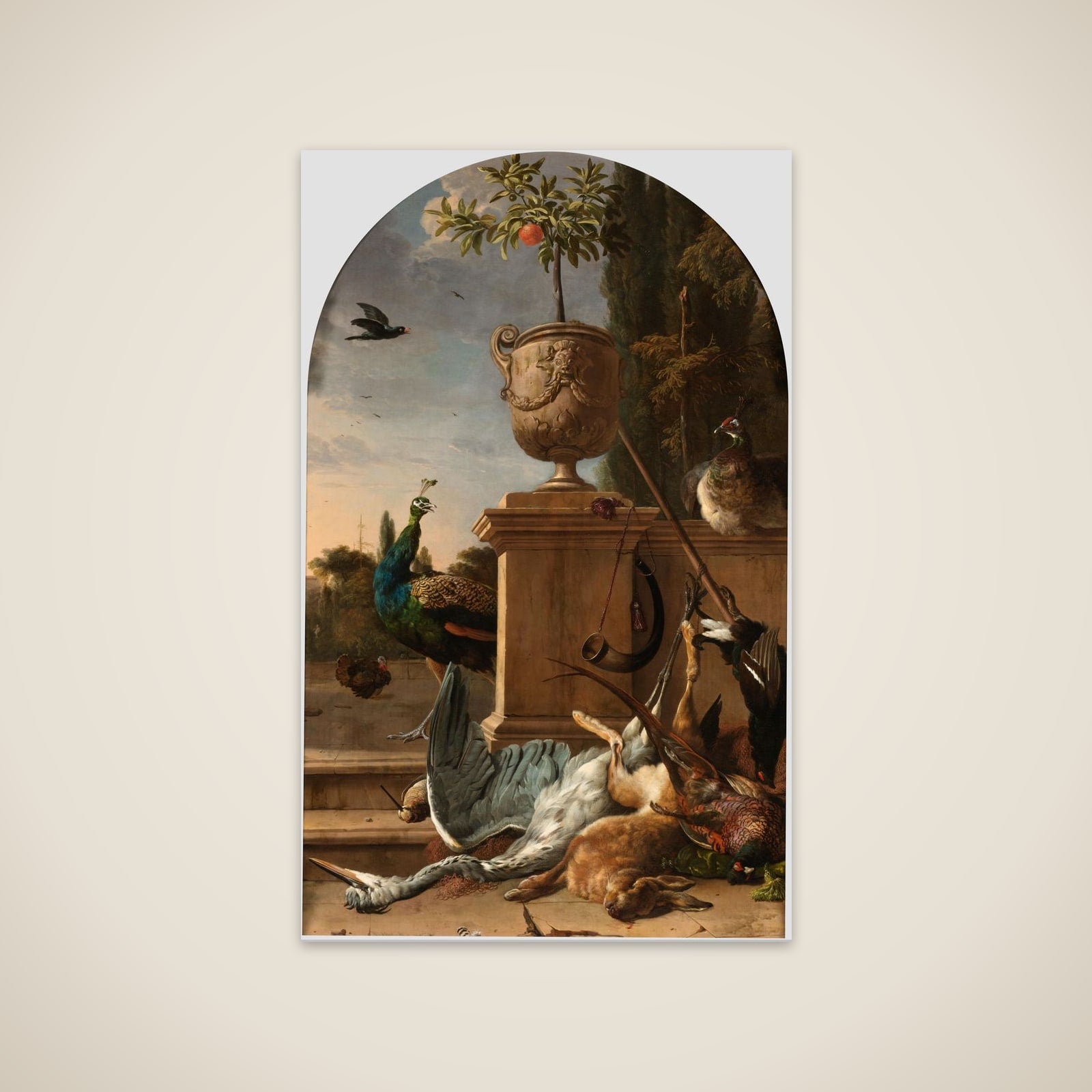 A Hunter's Bag on a Terrace unframed print