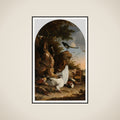 A Hunter's Bag, near a Tree Stump with a Magpie, known as 'The Contemplative Magpie' framed
