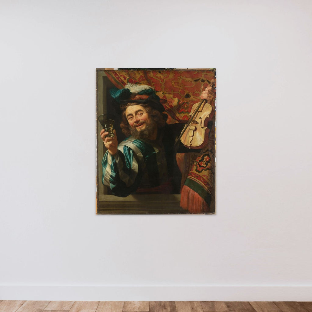 Merry Violinist with Wineglass unframed — shown to scale