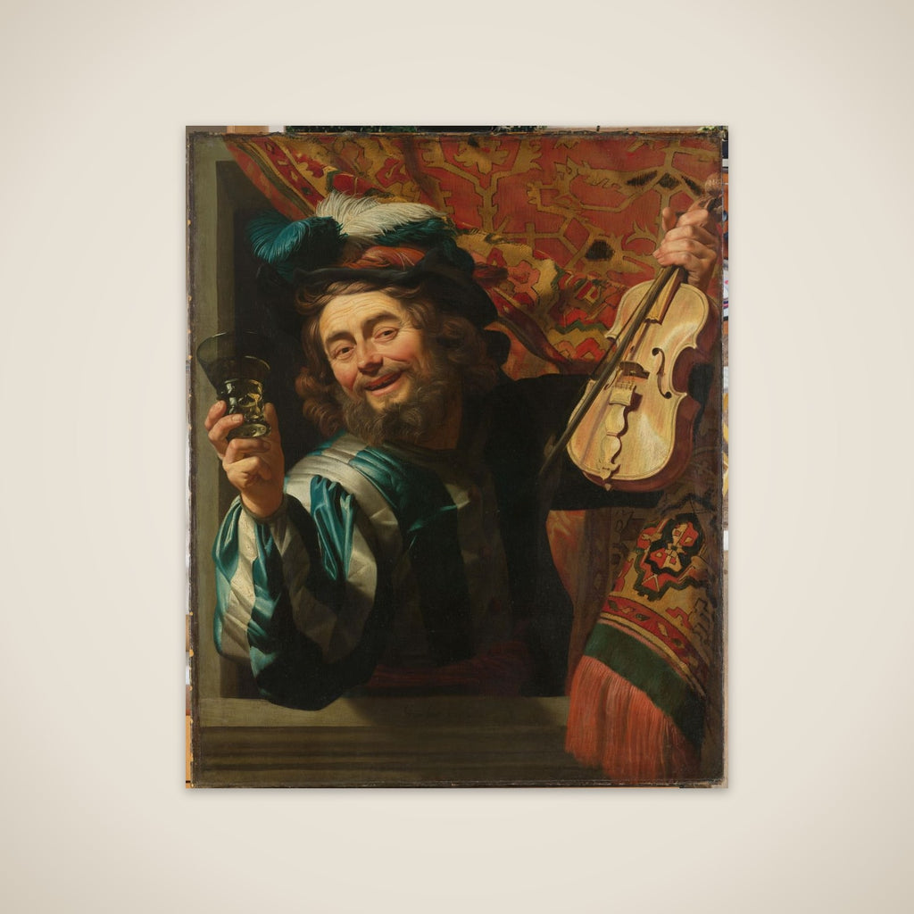 Merry Violinist with Wineglass unframed print