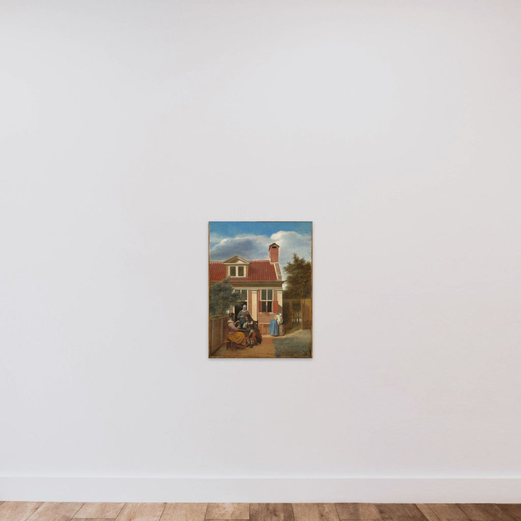 Three Women and a Man in the Courtyard behind a House unframed — shown to scale
