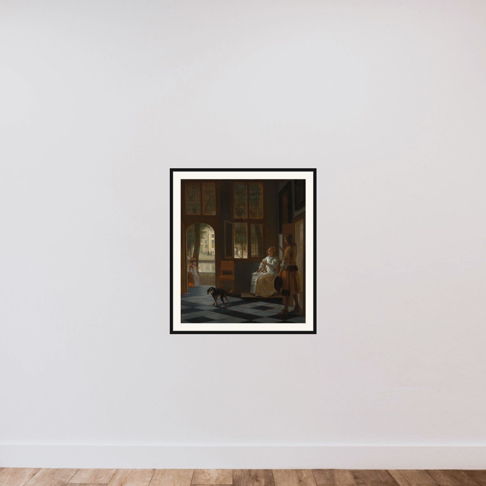 Man Handing a Letter to a Woman in the Entrance Hall of a House framed — shown to scale