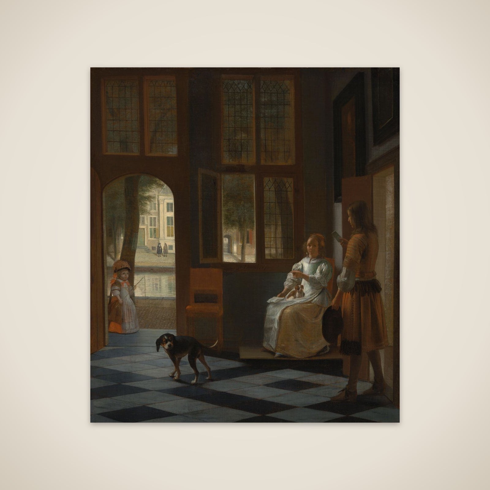 Man Handing a Letter to a Woman in the Entrance Hall of a House unframed print