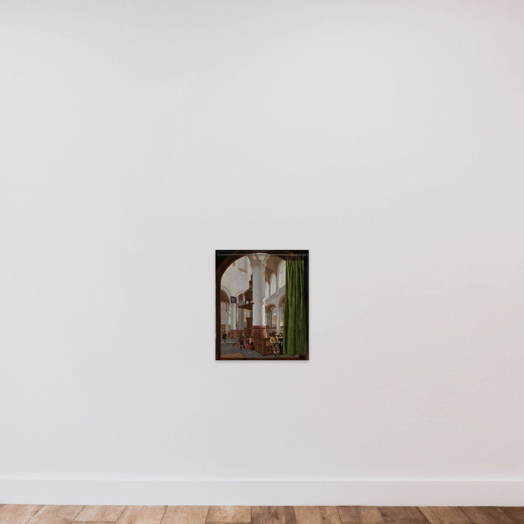 Interior of the Oude Kerk in Delft, with a Trompe l’Oeil Curtain unframed — shown to scale
