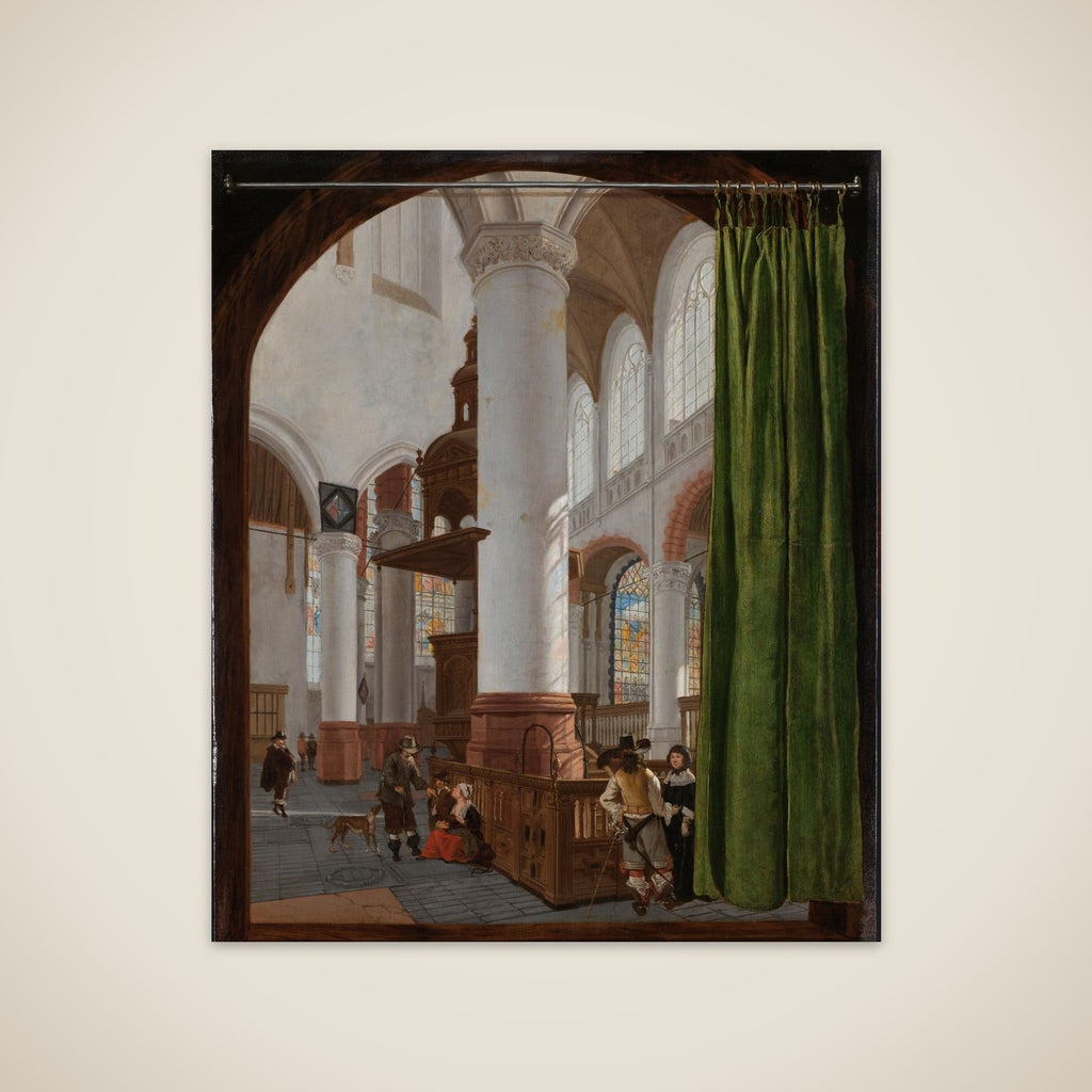 Interior of the Oude Kerk in Delft, with a Trompe l’Oeil Curtain unframed print