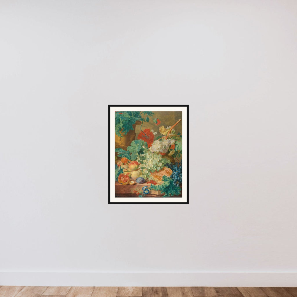 Still Life with Flowers and Fruit framed — shown to scale